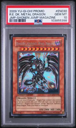 PSA 10, POP 10 Yu-Gi-Oh! 2009 JUMP-EN030 Red-Eyes Darkness Metal Dragon - Image 1