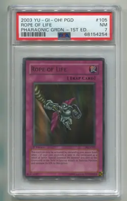 2003 YU-GI-OH PHARAONIC GUARDIAN ROPE OF LIFE PGD-105 1ST EDITION HOLO PSA 7 P1 - Image 1