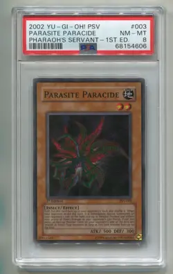 2002 YU-GI-OH PHARAOH'S SERVANT PARASITE PARACIDE PSV-003 1ST SR HOLO PSA 8 P1 - Image 1