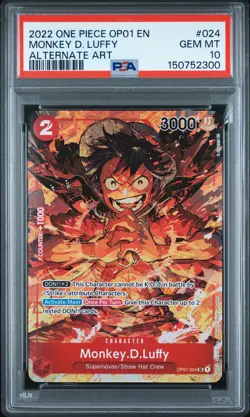 2022 ONE PIECE OP01-ROMANCE DAWN ALTERNATE ART #024 MONKEY D. LUFFY PSA 10 - Image 1