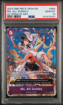 2023 ONE PIECE OP04-KINGDOMS OF INTRIGUE ALTERNATE ART MS. ALL SUNDAY PSA 10 - Image 1