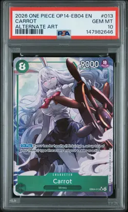 2026 ONE PIECE OP14-EB04-THE AZURE SEA'S SEVEN ALTERNATE ART #013 CARROT PSA 10 - Image 1