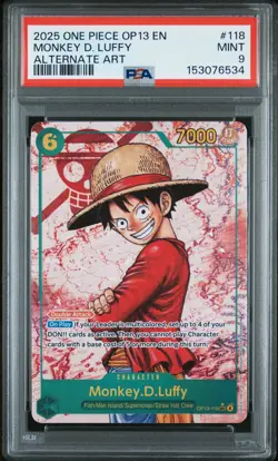2025 ONE PIECE OP13-CARRYING ON HIS WILL ALTERNATE ART MONKEY D. LUFFY PSA 9 - Image 1