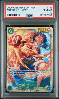 2025 ONE PIECE OP13-CARRYING ON HIS WILL #118 MONKEY D. LUFFY PSA 10 - Image 1