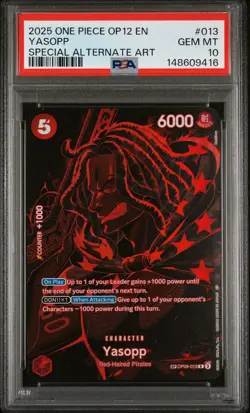2025 ONE PIECE OP12-LEGACY OF THE MASTER SPECIAL ALTERNATE ART YASOPP PSA 10 - Image 1