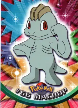 Pokemon #66 Machop Card Black Logo Topps TV Animation Edition Series 1 - Image 1