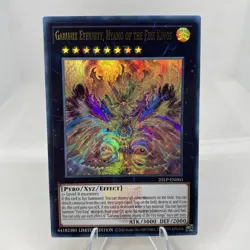 Yugioh Garunix Eternity, Hyang of the Fire Kings 25LP-EN003 Ultra Rare Stamp NM - Image 1