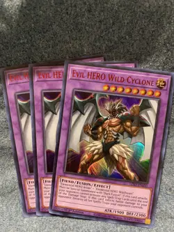Yugioh! 3x Red Evil Hero Wild Cyclone LDS3-EN030 Ultra Rare 1st Yu-Gi-Oh! x3 - Image 1