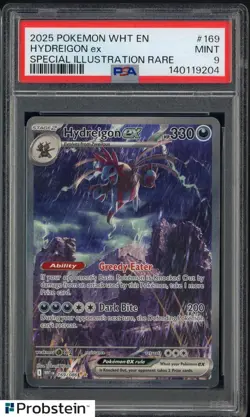 2025 Pokemon WHT En Special Illustration Rare #169 Hydreigon Ex PSA 9 MINT - Image 1