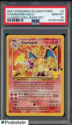 2021 Pokemon Celebrations Classic Coll Base Set #4 Charizard Holo PSA 10 - Image 1