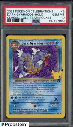 2021 Pokemon Celebrations Classic Coll Team Rocket #8 Dark Gyarados Holo PSA 10 - Image 1