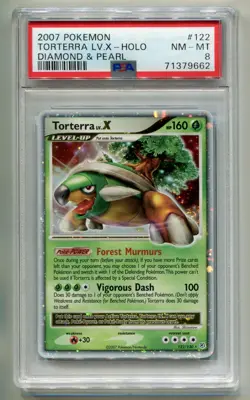 2007 POKEMON DIAMOND & PEARL TORTERRA LV. X 122/130 ULTRA RARE HOLO FOIL PSA 8 A - Image 1