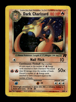2000 Pokemon Team Rocket Dark Charizard #4 Holo HP (Creases) - Image 1