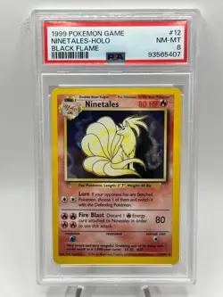 1999 Pokemon Base Set - Ninetales Holo #12 Black Flame Error PSA NM-MT 8 - Image 1