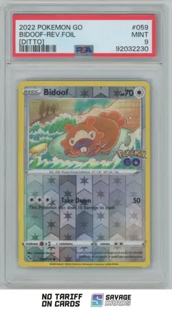 2022 Pokemon Go Reverse Foil (Ditto) Unpeeled Bidoof PSA 9 #059/078 - Image 1