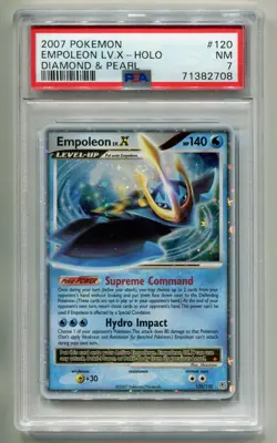 2007 POKEMON DIAMOND & PEARL EMPOLEON LV. X #120/130 ULTRA RARE HOLO FOIL PSA 7 - Image 1