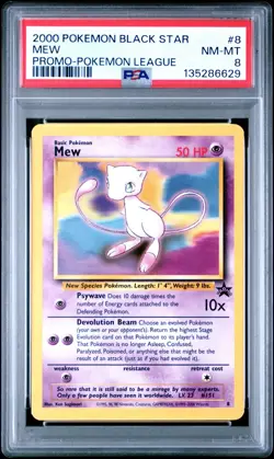 2000 POKEMON MEW #8 POKEMON LEAGUE BLACK STAR PROMO PSA 8 I - Image 1