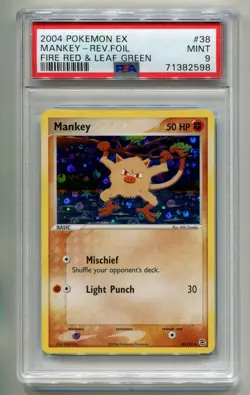 2004 POKEMON EX FIRE RED & LEAF GREEN MANKEY #38/112 REVERSE HOLO FOIL PSA 9 P1 - Image 1