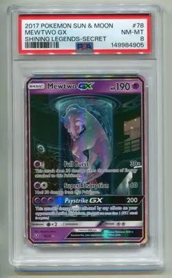 2017 POKEMON S & M SHINING LEGENDS TEST TUBE MEWTWO GX #78/73 SECRET HOLO PSA 8 - Image 1