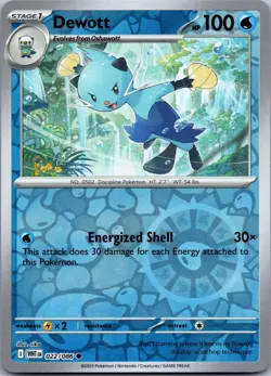 Dewott 022/086 Common White Flare Pokemon Reverse Holo Near Mint - Image 1