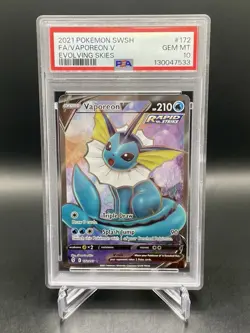 PSA 10 Vaporeon V 172/203 Evolving Skies Ultra Rare Full Art Pokemon GEM MINT - Image 1