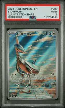 2024 POKEMON SSP EN-SURGING SPARKS ILLUSTRATION RARE #209/191 SKARMORY PSA 9 - Image 1