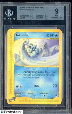 2002 Pokemon-e TCG Expedition Base Set #135 Totodile C BGS 9 MINT - Image 1