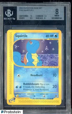 2002 Pokemon-e TCG Expedition Base Set #132 Squirtle C BGS 8 NM-MT - Image 1