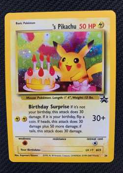 Birthday Pikachu #24 Black Star Promo Pokemon Card - WOTC 1999 - LP/MP - Image 1