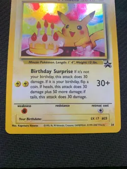 Birthday Pikachu #24 Black Star Promo Pokemon Card - WOTC 1999 - LP/MP - Image 3