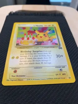 Birthday Pikachu #24 Black Star Promo Pokemon Card - WOTC 1999 - LP/MP - Image 4