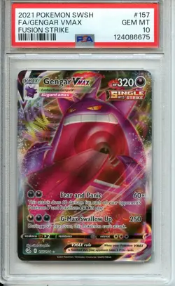 2021 TCG POKEMON SWSH GENGAR VMAX FUSION STRIKE 157/264 FULL ART PSA 10 GEM MINT - Image 1