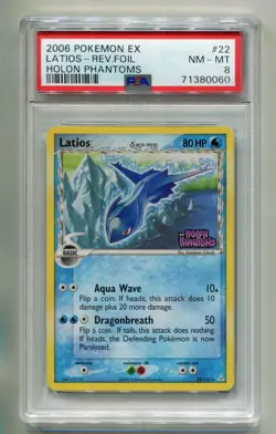 2006 POKEMON EX HOLON PHANTOMS LATIOS #22/110 REVERSE STAMPED HOLO PSA 8 A P1 - Image 1