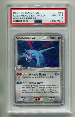 2007 POKEMON EX POWER KEEPERS SALAMENCE EX #96/108 ULTRA RARE HOLO FOIL PSA 8 P1 - Image 1