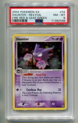 2004 POKEMON EX FIRE RED & LEAF GREEN HAUNTER #34/112 REVERSE HOLO FOIL PSA 8 P1 - Image 1
