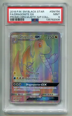2018 POKEMON S & M DRAGON MAJESTY DRAGONITE GX SM156 BLACK STAR PROMO HOLO PSA 9 - Image 1