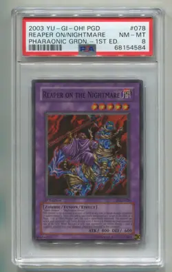 YU-GI-OH PHARAONIC GUARDIAN REAPER ON THE NIGHTMARE PGD-078 1ST HOLO PSA 8 P1 - Image 1