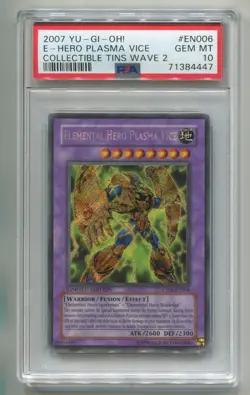2007 YU-GI-OH TIN WAVE 2 ELEMENTAL HERO PLASMA VICE CT04-EN006 HOLO PSA 10 A P1 - Image 1