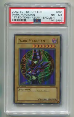 2002 YU-GI-OH DARK MAGICIAN LOB-005 1ST EDITION ASIAN ENGLISH UR HOLO PSA 8 P1 - Image 1