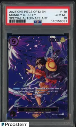 2025 One Piece OP13 EN Special Alternate Art #119 Monkey D Luffy PSA 10 - Image 1