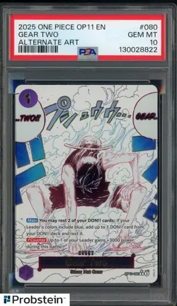 2025 One Piece OP11 EN #080 Gear Two Alternate Art PSA 10 GEM MINT - Image 1