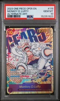 PSA 10 MONKEY D. LUFFY ONE PIECE OP05-AWAKENING OF NEW ERA #119 GEAR 5 ALT ART - Image 1