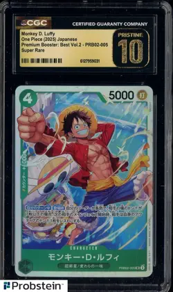 2025 One Piece JPN Premium Booster Best Vol.2 Monkey D Luffy CGC 10 PRISTINE - Image 1