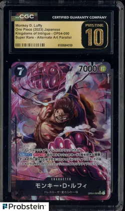 2023 One Piece Japanese OP04 Alternate Art #090 Monkey D Luffy CGC 10 PRISTINE - Image 1