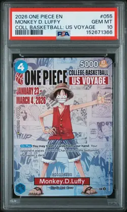 2026 ONE PIECE PROMOS COLLEGE BASKETBALL: US VOYAGE MONKEY D. LUFFY PSA 10 - Image 1