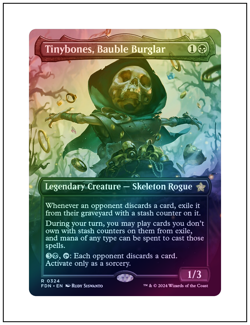 1x Tinybones, Bauble Burglar, Foil, Borderless Art, Foundations, MTG NM - Image 1