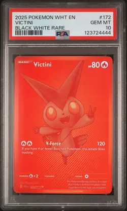 2025 POKEMON WHT EN-WHITE FLARE BLACK WHITE RARE #172 VICTINI PSA 10 - Image 1