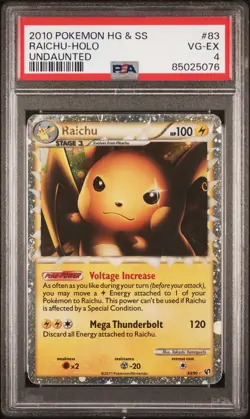 Pokemon HG & SS Undaunted 83/90 Ultra Rare Holo Prime Raichu PSA 4 - Image 1