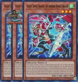 Yugioh! 3x Knight Armed Dragon, the Armored Knight Dragon MP25-EN213 Ultra Rare - Image 1