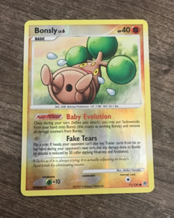 Bonsly 71/130 Diamond and Pearl Reverse Holo Pokemon Card - Image 1